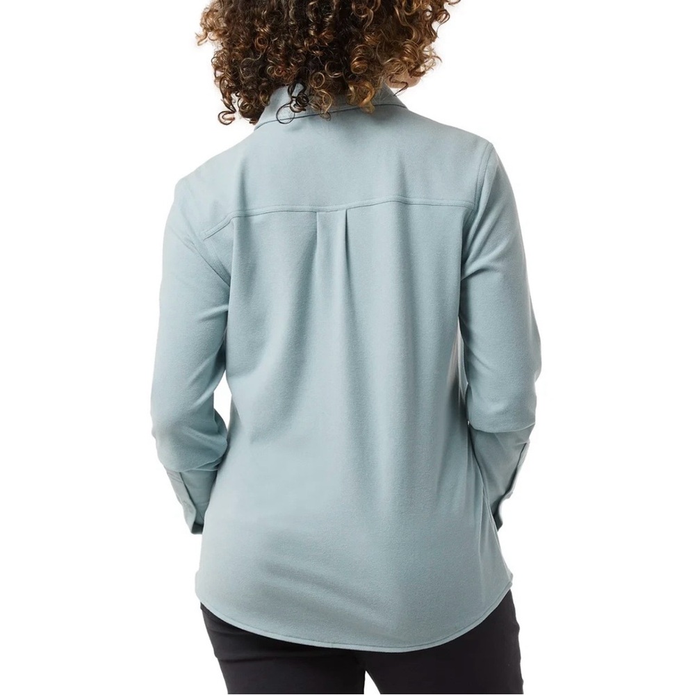 32 Degrees Women's Soft Fleece Long-Sleeve Button- Up Shirt, Light Green L - Picture 3 of 9